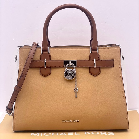 Michael Kors Hamilton Medium Color-Block Leather Satchel - Picture 6 of 14